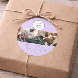 Lavender Script Logo Photo Pet Care Thank You  Runder Aufkleber