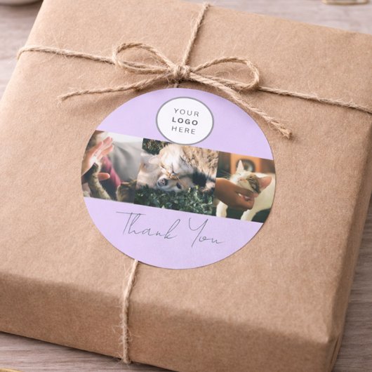 Lavender Script Logo Photo Pet Care Thank You  Runder Aufkleber