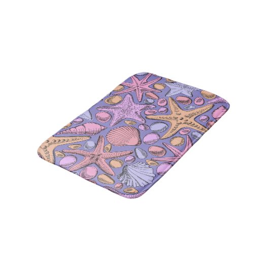Lavender Seashell Fantasy Small Bath Mat Badematte (Schrägansicht)