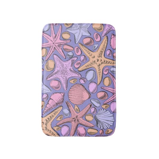 Lavender Seashell Fantasy Small Bath Mat Badematte (Vorderseite Vertikal)