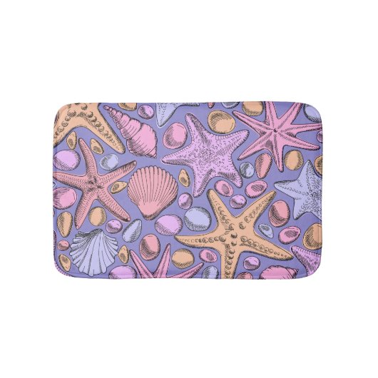 Lavender Seashell Fantasy Small Bath Mat Badematte (Vorderseite)