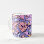Lavender Seashell Personalized Coffee Mug Kaffeetasse (Vorderseite Links)