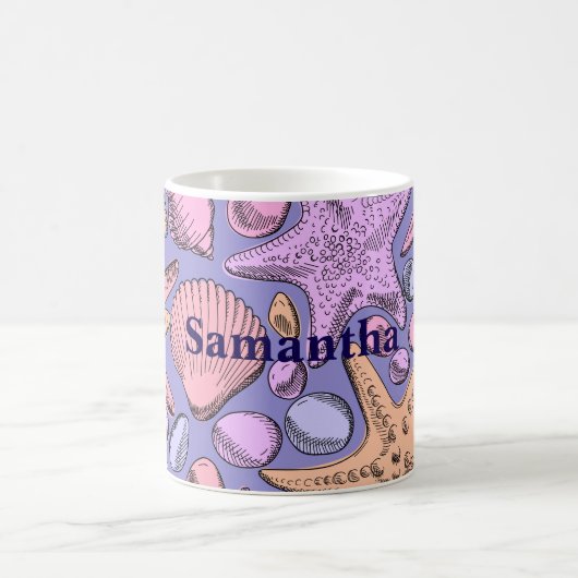 Lavender Seashell Personalized Coffee Mug Kaffeetasse (Mittel)