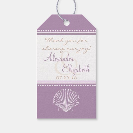 Lavender Seashell Wedding Guest Gefallen Vielen Da Geschenkanhänger (Vorderseite)