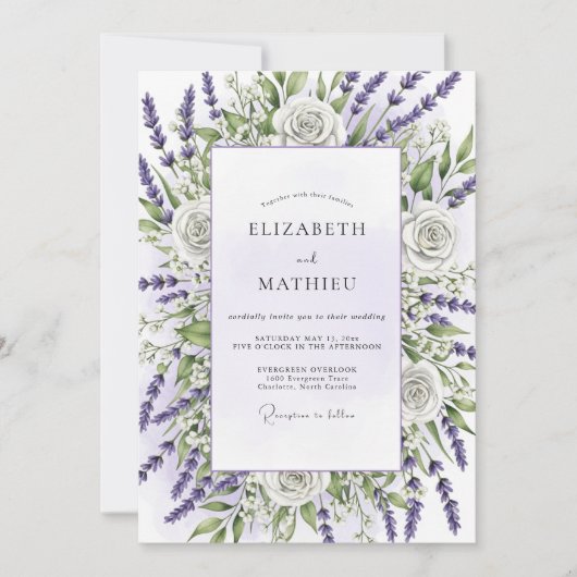 Lavender Serene Countryside Wedding Einladung (Vorderseite)