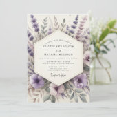 Lavender Serene Meadow Wedding Einladung (Stehend Vorderseite)