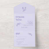 Lavender Shades Simple Modern Wedding All In One Einladung (Innen Boden)