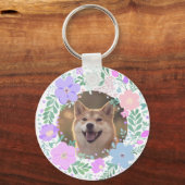 Lavender Shiba Inu Silhouette  Custom Name & Photo Schlüsselanhänger (Rückseite)