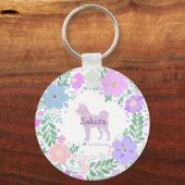 Lavender Shiba Inu Silhouette Custom Name & Photo Schlüsselanhänger (Vorderseite)