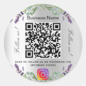 Lavender silberne florale Business qr Code-Einführ Runder Aufkleber (Vorderseite)