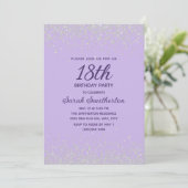 Lavender Silver Diamond Glitzer 18. Geburtstag Einladung (Stehend Vorderseite)