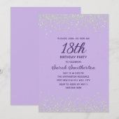 Lavender Silver Diamond Glitzer 18. Geburtstag Einladung (Vorne/Hinten)