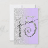 Lavender Silver Glitzer Quinceañera Save the Date (Rückseite)