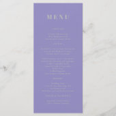 Lavender Silver Menu Simple Menükarte (Vorderseite)