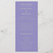 Lavender Silver minimal modern program wedding Menükarte (Vorderseite)