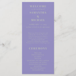 Lavender Silver minimal modern program wedding Menükarte