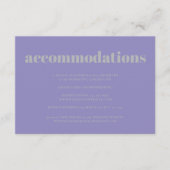 Lavender Silver Minimalist Wedding Accommodations Begleitkarte (Vorderseite)
