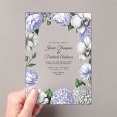 Lavender & Silver Modern Botanical Wedding Acryleinladungen (Insitu (Handheld))