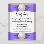 Lavender & Silver Pearl Ribbon Wedding & Empfang Folieneinladung (Rückseite)
