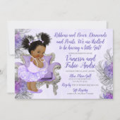 Lavender Silver Princess Baby Dusche Einladung (Vorderseite)