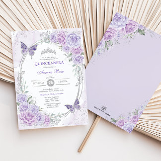 Lavender Silver Quinceanera Mis Quince 15 Anos Einladung