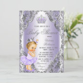 Lavender Silver Tutu Princess Baby Dusche Einladung (Stehend Vorderseite)
