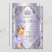 Lavender Silver Tutu Princess Baby Dusche Einladung (Vorne/Hinten)