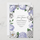 Lavender & Silver Watercolor Floral Wedding Einladung (Vorderseite)