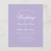 Lavender Simple Budget Lila Hochzeitseinladung (Vorderseite)