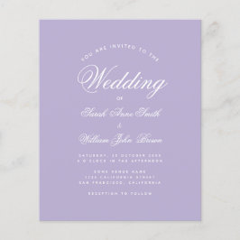 Lavender Simple Budget Lila Hochzeitseinladung