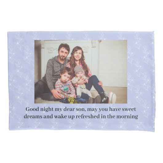 Lavender Simple Floral Blue mit Foto Kissenbezug (Vorderseite)