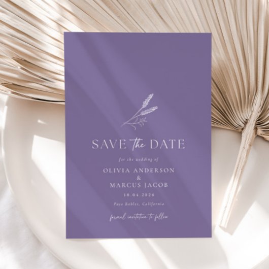 Lavender Simple Wedding speichern Sie das Datum Ei Einladung