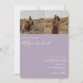 Lavender Skriptnamen 3 Fotos qr Code Hochzeit Einladung (Vorderseite)