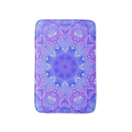 Lavender Sky Blue Lila Sparkle Damask Badematte (Vorderseite Vertikal)