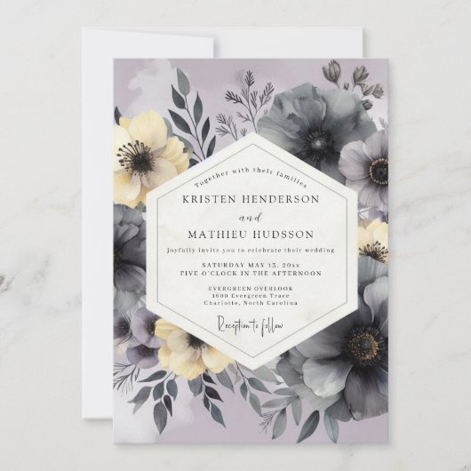 Lavender Slate Painterly Wedding Einladung (Vorderseite)