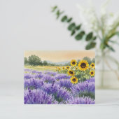 Lavender Sonnenblumen Feld Sommerprovence Postkart Postkarte (Stehend Vorderseite)