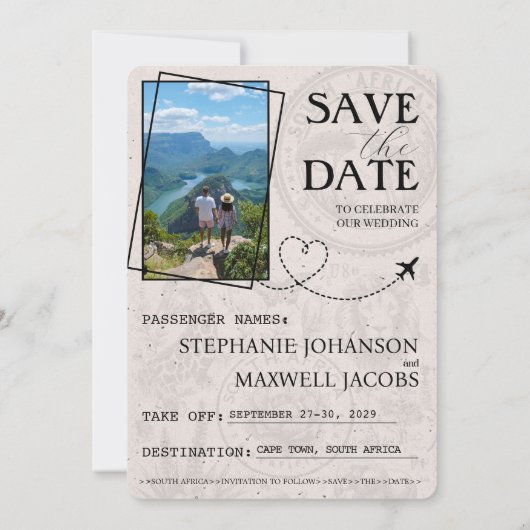 Lavender South Africa Passport Save The Date (Rückseite)