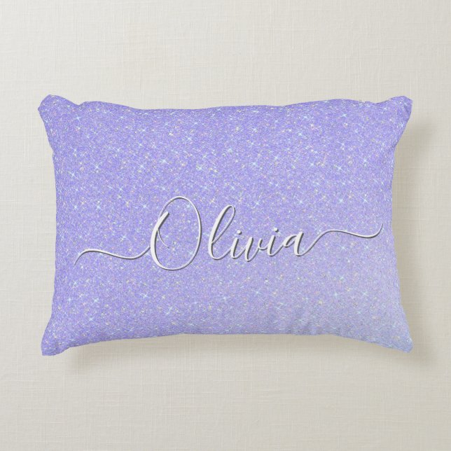 Lavender Sparkle Soft Pastell Individuelle Name Dekokissen (Vorderseite)