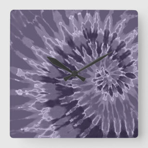 Lavender Spiral Gefärbte Krawatte Clock Quadratische Wanduhr