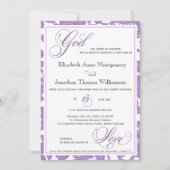 Lavender Spitz Gott ist Liebe Christlich Hochzeit Einladung (Vorderseite)