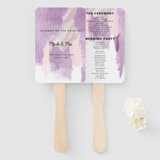 Lavender Splash Hochzeitsprogramm Fächer (Vorne und Hinten)