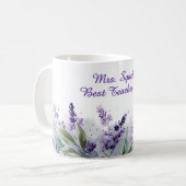 Lavender Spring Floral Best Teacher Appreciation Kaffeetasse (Vorderseite Links)