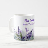 Lavender Spring Floral Bester Lehrer Dankeschön Kaffeetasse (Vorderseite Links)