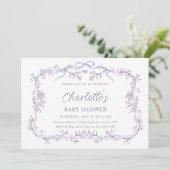 Lavender Spring Garden Girl Babydusche Einladung (Stehend Vorderseite)