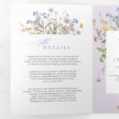Lavender Spring Wildflower Garden Wedding Invite   Dreifach-gefaltete Programmkarte (Innen Erste Seite)