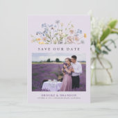 Lavender Spring Wildflower Meadow Garden QR Code  Save The Date (Stehend Vorderseite)