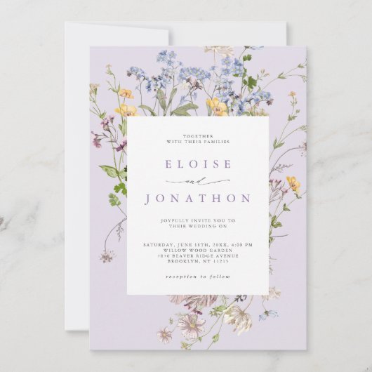 Lavender Spring Wildflower Meadow Garden Wedding   Einladung (Vorderseite)