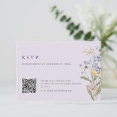 Lavender Spring Wildflower Meadow Wedding QR Code RSVP Karte (Stehend Vorderseite)
