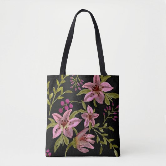 Lavender Star Blume Wasserfarben Tasche (Vorderseite)