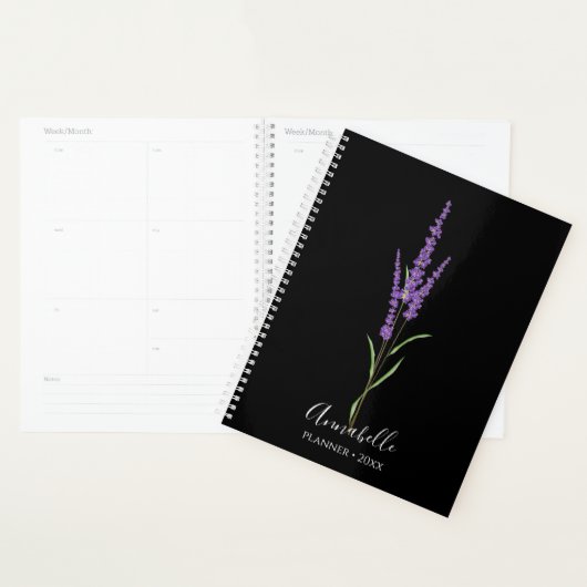 Lavender Stem auf Black | PERSONALISIERT Planer (Anzeige)